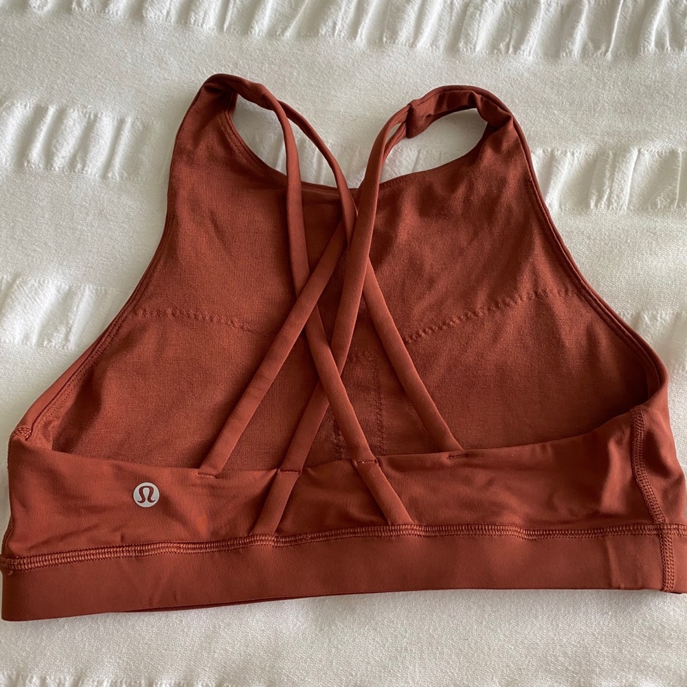 Lulu burnt orange sports bra